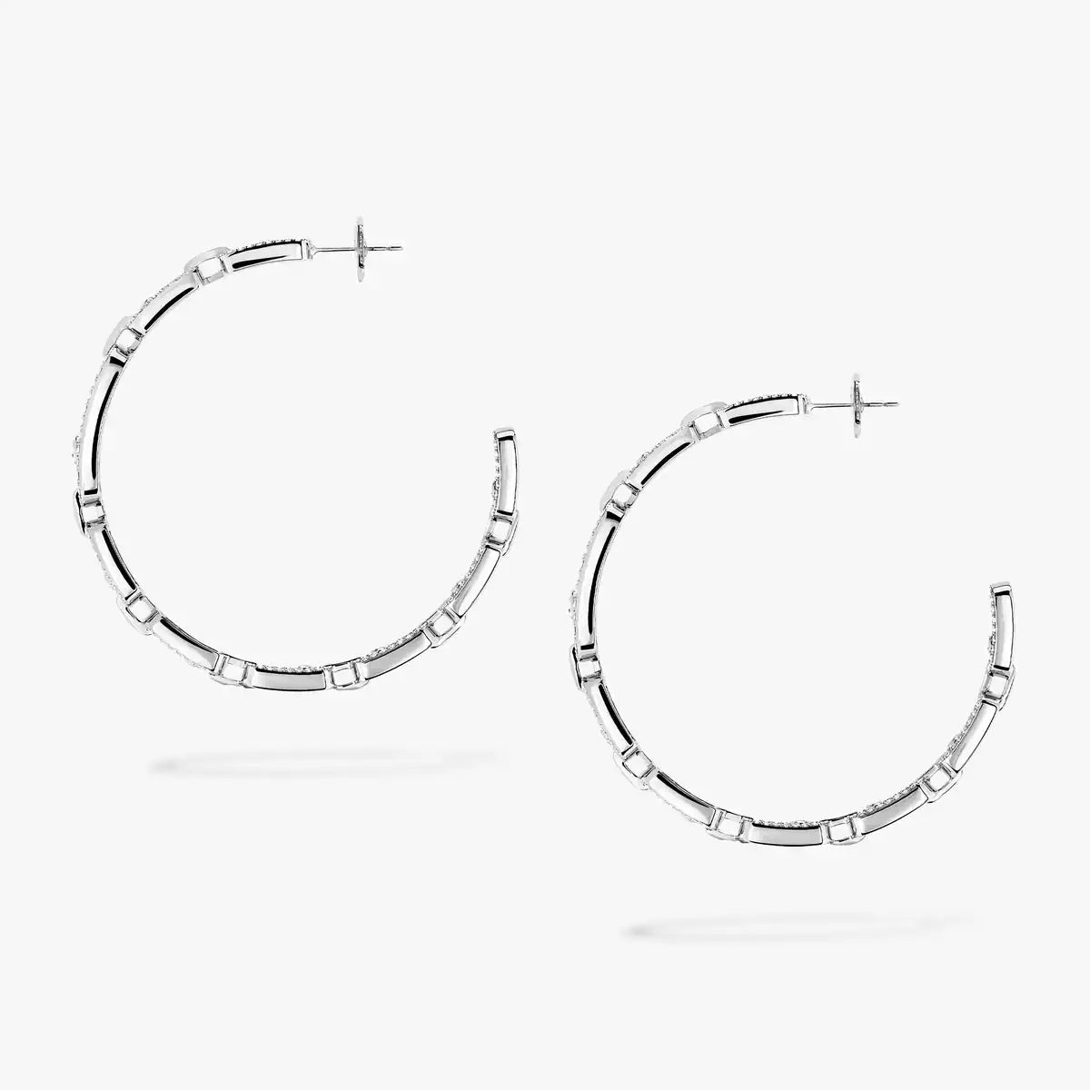 [[Shinejoy]Move Link Diamond Hoop Earrings