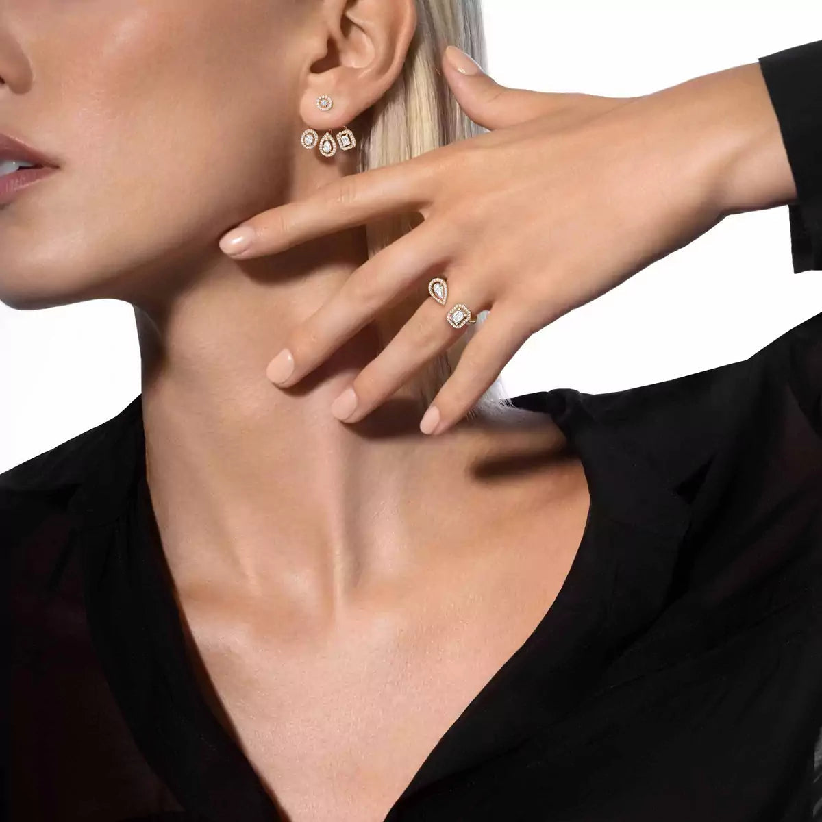 [Shinejoy] My Twin Trio  Diamond Earrings
