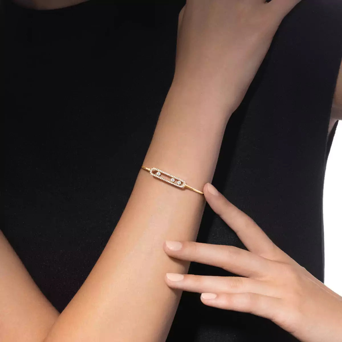 [Shinejoy]Move Pavé Diamond Bangle Bracelet M