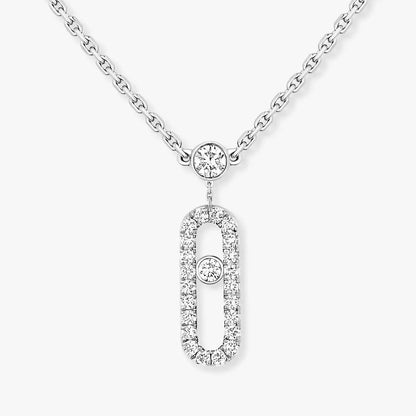 [Shinejoy]2 Rows Rose Gold Diamond Pave_ Necklace Move Uno