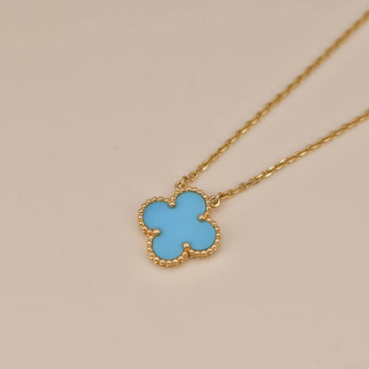[Shinejoy]CLOVER 15MM VINTAGE TURQUOISE NECKLACE