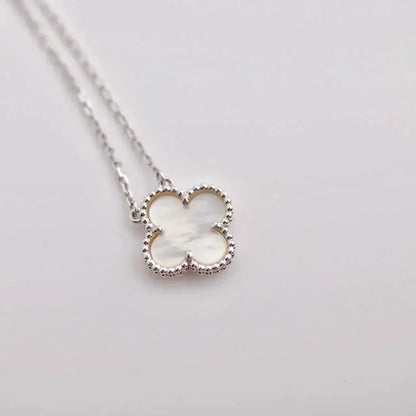 [Shinejoy]CLOVER  15MM WHITE MOTHER-OF-PEARL SILVER