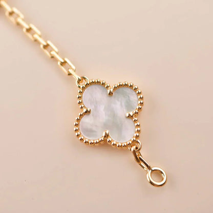 [Shinejoy]CLOVER WHITE PEARL MOP 5 MOTIF BRACELET COLLECTION