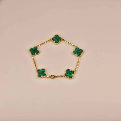 [Shinejoy] CLOVER 5 MOTIF MALACHITE BRACELET COLLECTION