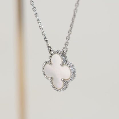 [Shinejoy]CLOVER  15MM WHITE MOTHER-OF-PEARL SILVER
