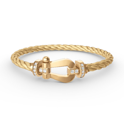[Shinejoy]FORCE LARGE HORSESHOE HALF DIAMOND BRACELET GOLD