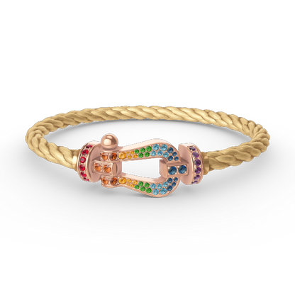 [Shinejoy]FORCE LARGE HORSESHOE  COLORED DIAMOND BRACELET Shinejoy GOLD