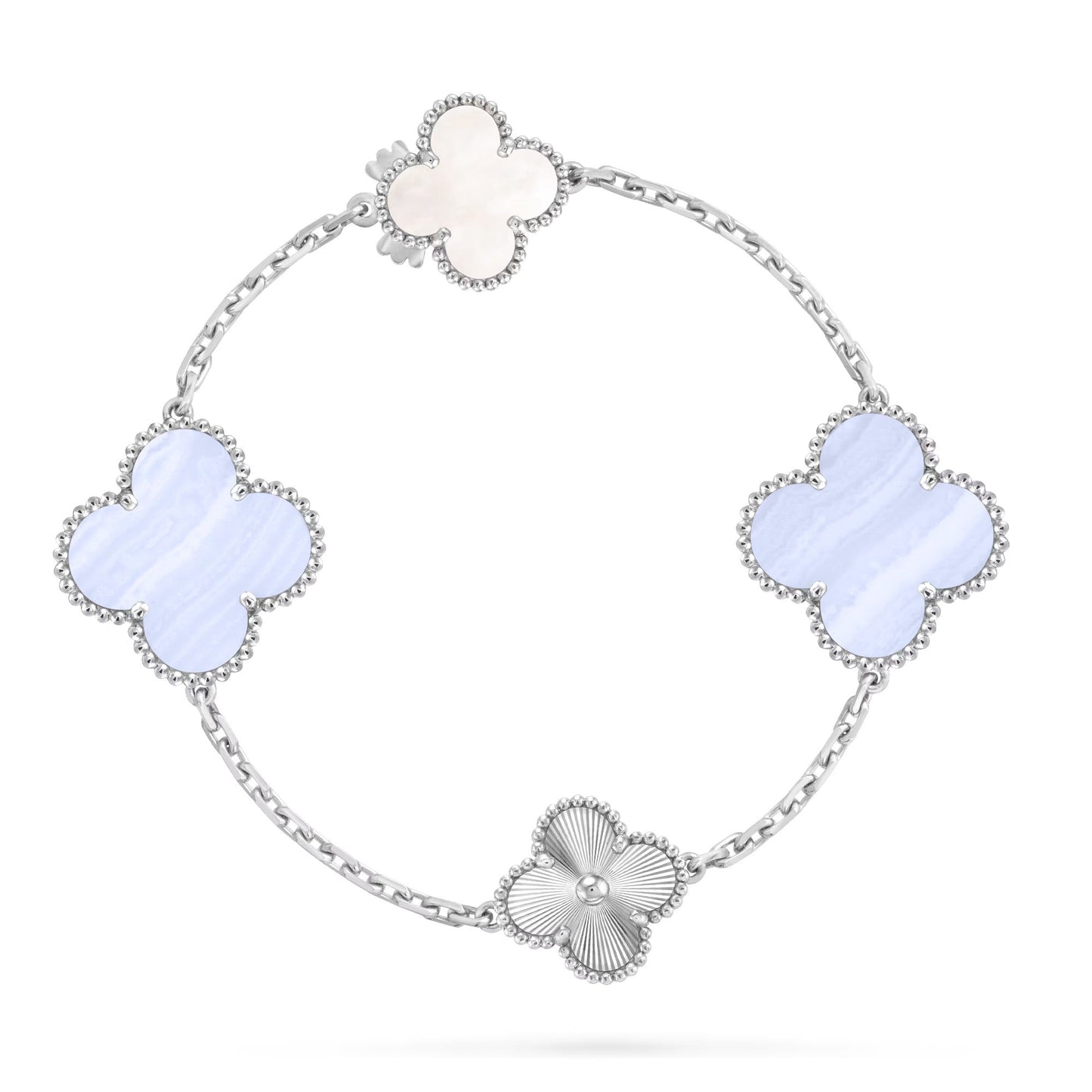 [Shinejoy]DETACHABLE CLOVER 15(11+4) FLOWER SILVER NECKLACE SET