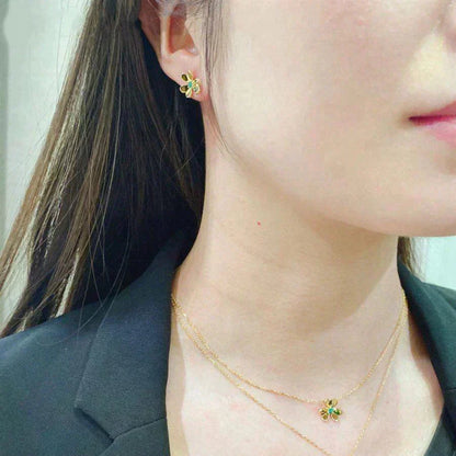 [Shinejoy]FRIVOLE  FLOWER MALACHITE EARRINGS