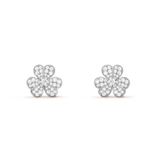 [Shinejoy]FRIVOLE SILVER FLOWER DIAMOND EARRINGS
