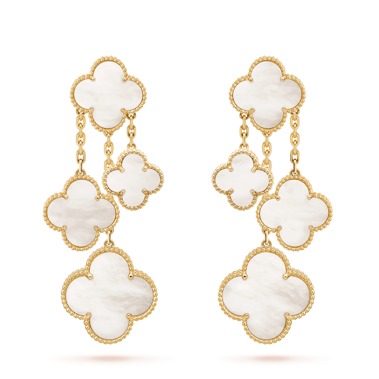 [Shinejoy]CLOVER EARRINGS WHITE MOP 4 MOTIFS GOLD