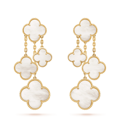 [Shinejoy]CLOVER EARRINGS WHITE MOP 4 MOTIFS GOLD