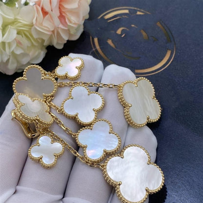 [Shinejoy]CLOVER EARRINGS WHITE MOP 4 MOTIFS GOLD