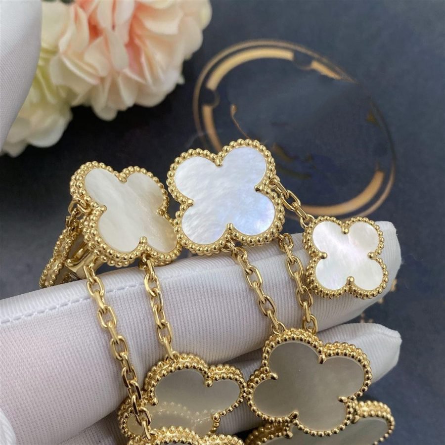 [Shinejoy]CLOVER EARRINGS WHITE MOP 4 MOTIFS GOLD