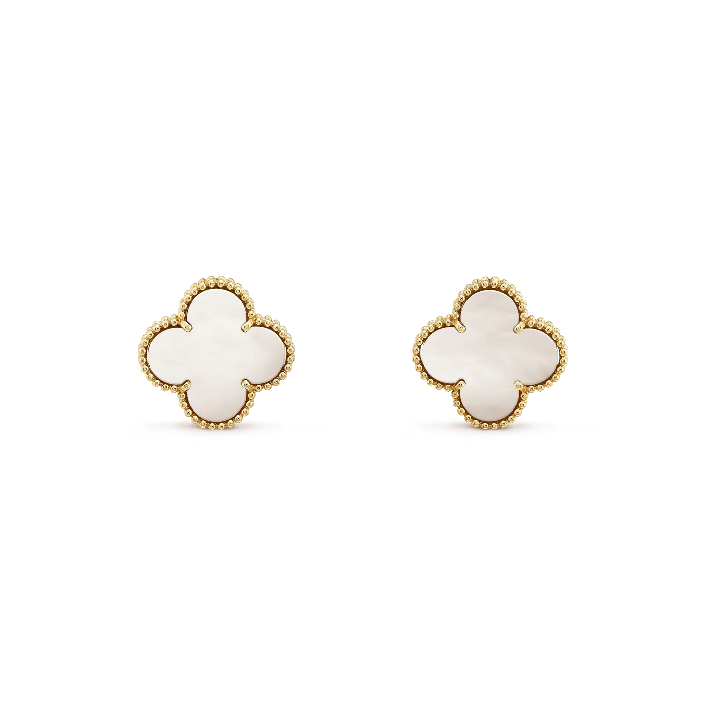 [Shinejoy]CLOVER MEDIUM 1 MOTIFS  WHITE MOP STUD EARRINGS