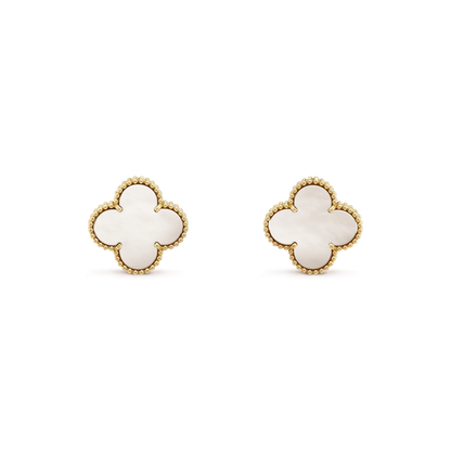 [Shinejoy]CLOVER MEDIUM 1 MOTIFS  WHITE MOP STUD EARRINGS