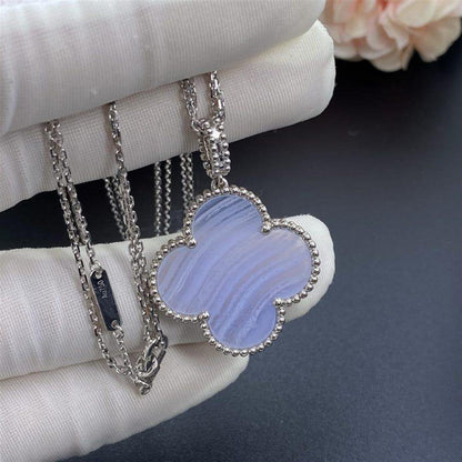 [Shinejoy]CLOVER SILVER CHALCEDONY BIG CLOVER NECKLACE