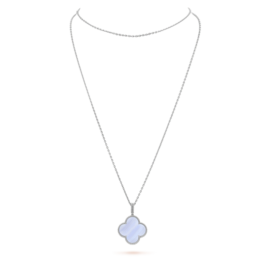[Shinejoy]CLOVER SILVER CHALCEDONY BIG CLOVER NECKLACE