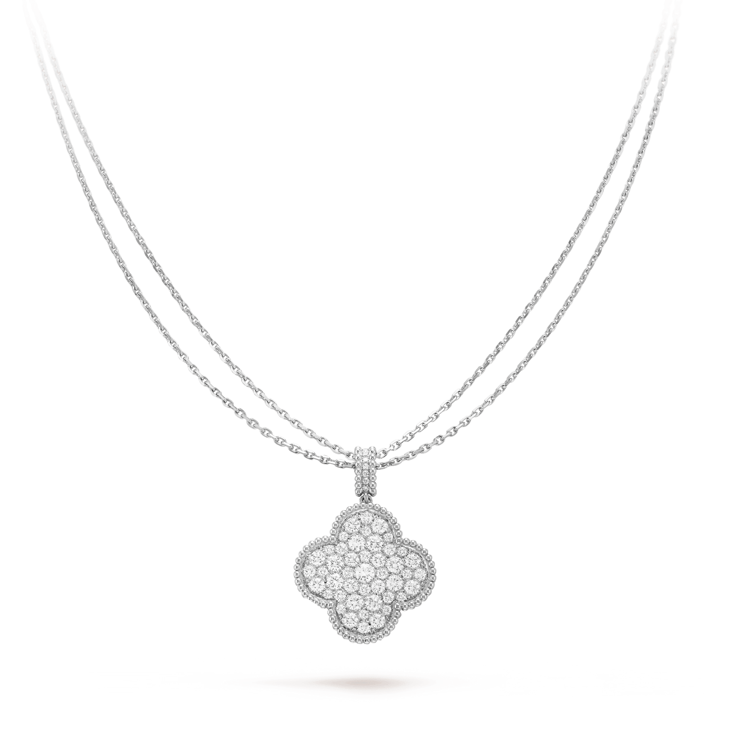 [Shinejoy]CLOVER 25MM SILVER FULL DIAMOND BIG CLOVER NECKLACE