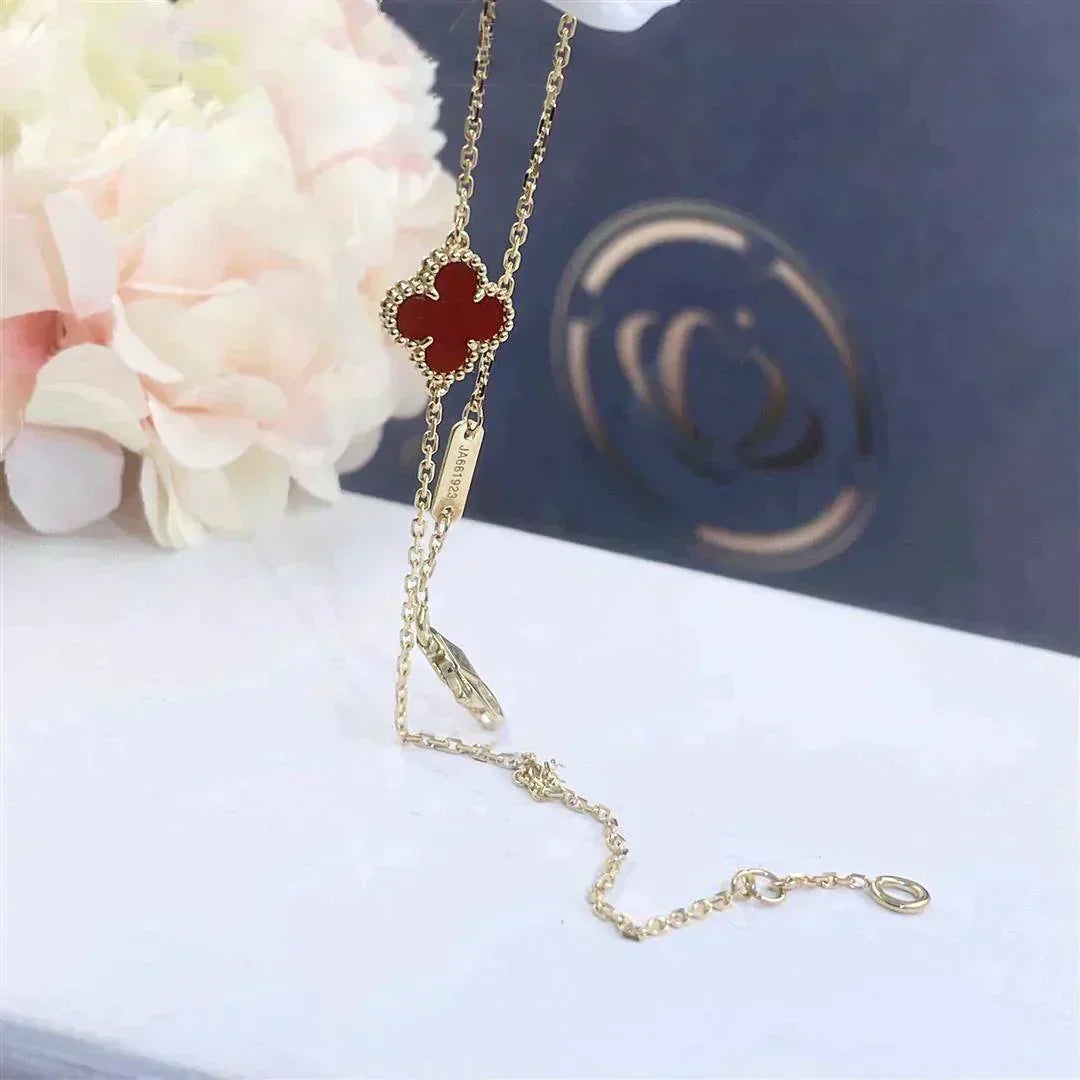 [Shinejoy]CLOVER  CARNELIAN SINGLE FLOWER BRACELET