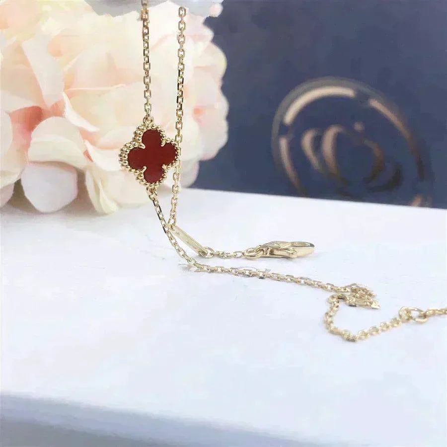 [Shinejoy]CLOVER  CARNELIAN SINGLE FLOWER BRACELET