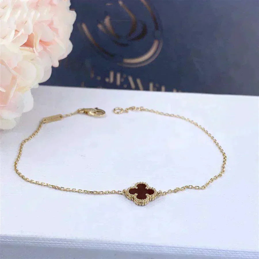 [Shinejoy]CLOVER  CARNELIAN SINGLE FLOWER BRACELET
