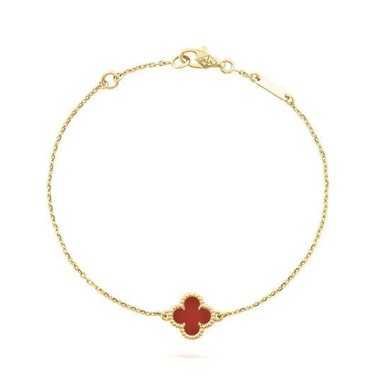 [Shinejoy]CLOVER  CARNELIAN SINGLE FLOWER BRACELET