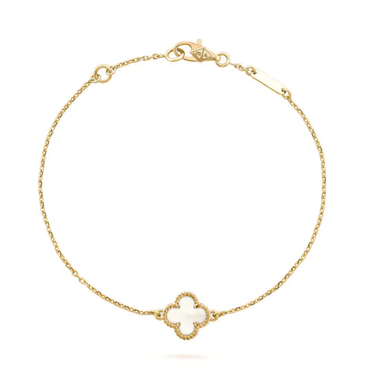 [Shinejoy]CLOVER WHITE MOP SINGLE FLOWER BRACELET