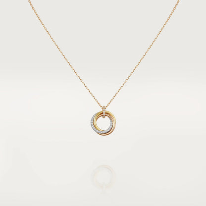 [Shinejoy]TRINITY NECKLACE SILVER GOLD PINK GOLD DIAMONDS