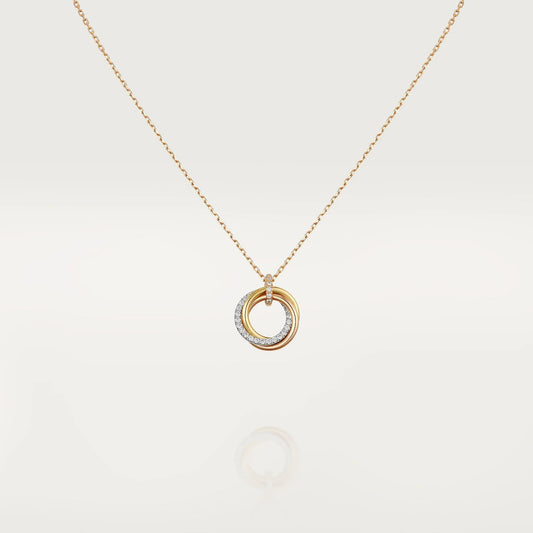 [Shinejoy]TRINITY NECKLACE SILVER GOLD PINK GOLD DIAMONDS