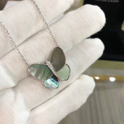 [Shinejoy]LARGE BUTTERFLY SILVER PENDANT DIAMOND NECKLACE