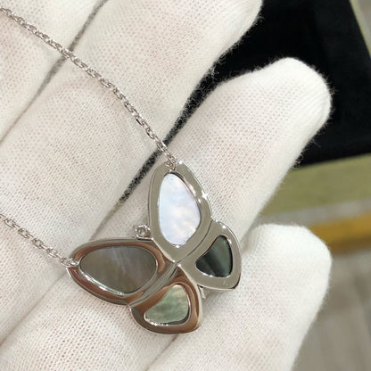 [Shinejoy]LARGE BUTTERFLY SILVER PENDANT DIAMOND NECKLACE