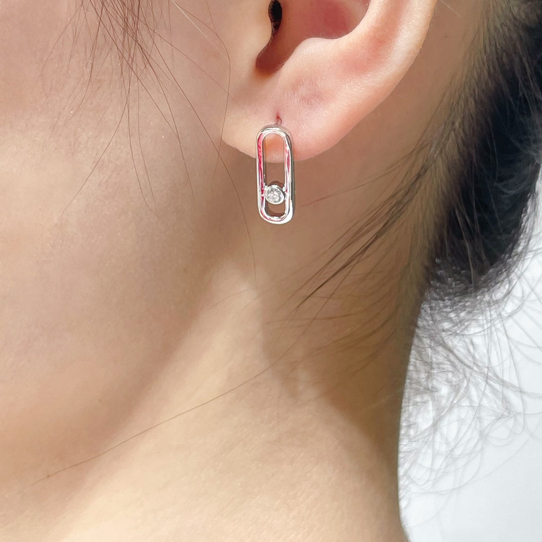 [Shinejoy]MOVE UNO SMALL 1 DIAMOND EARRINGS