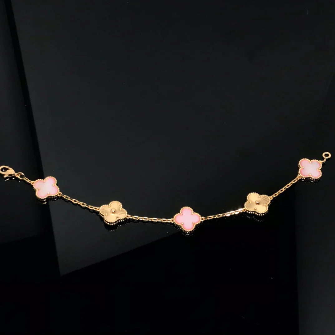 [Shinejoy] CLOVER 5 MOTIFS  PINK MOP BRACELET COLLECTION