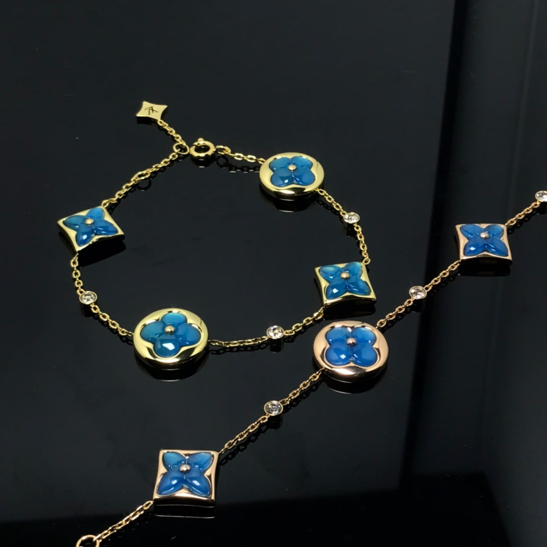 [Shinejoy]STAR AND SUN 4 MOTIF BLUE BRACELET