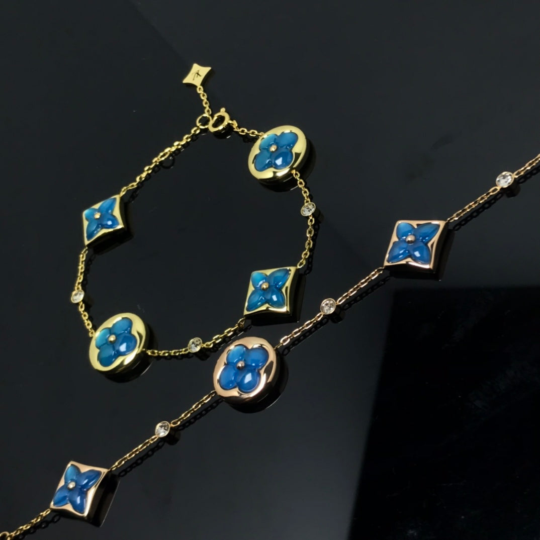 [Shinejoy]STAR AND SUN 4 MOTIF BLUE BRACELET
