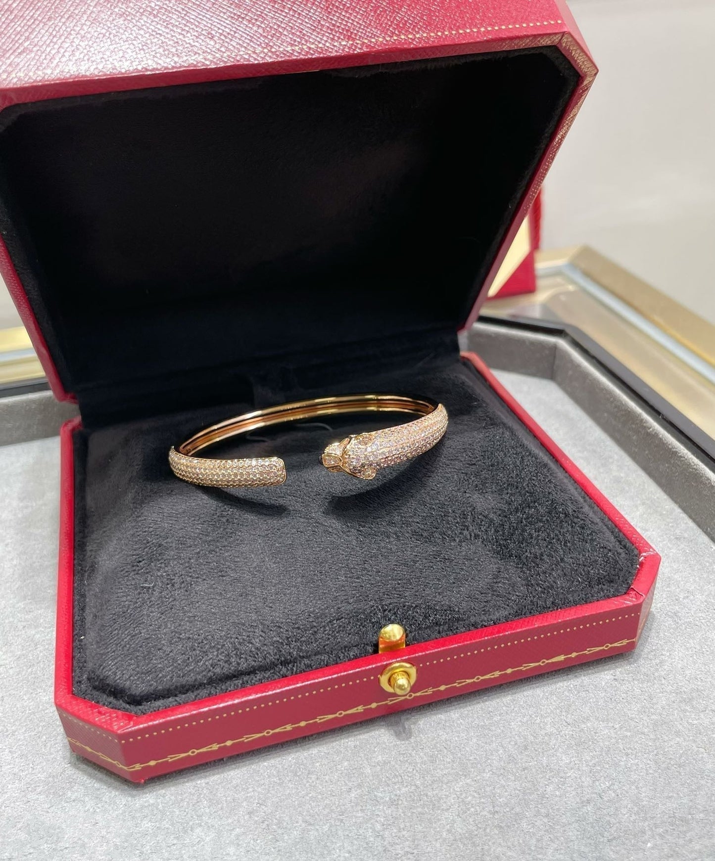 [Shinejoy]PANTHERE FULL DIAMOND OPEN BRACELET