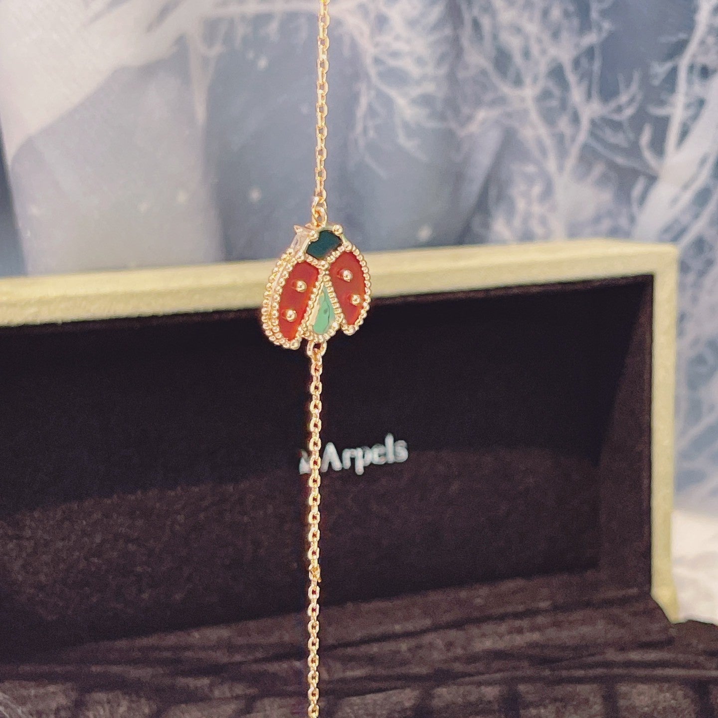 [Shinejoy]LUCKY SPRING 1 MOTIF PINK GOLD BRACELET