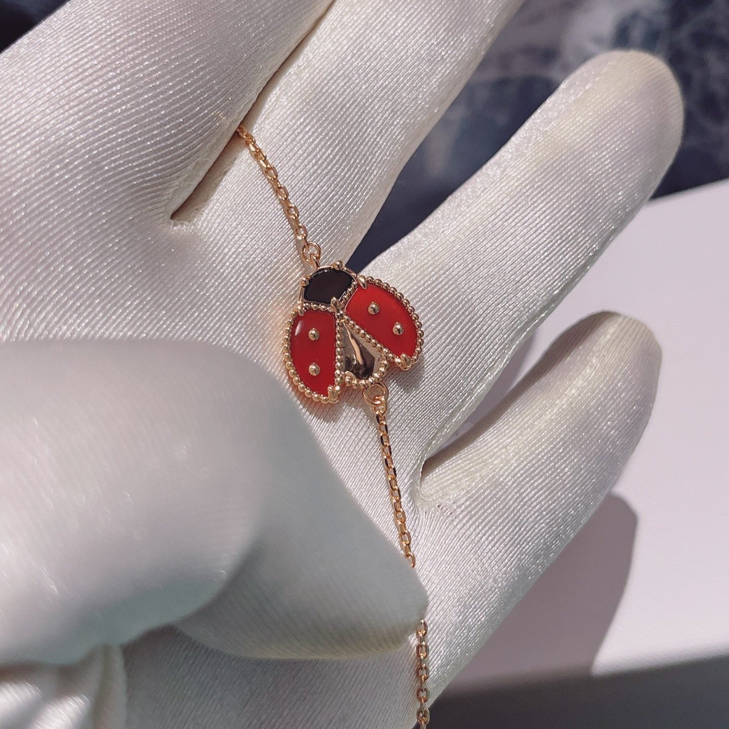 [Shinejoy]LUCKY SPRING 1 MOTIF PINK GOLD BRACELET