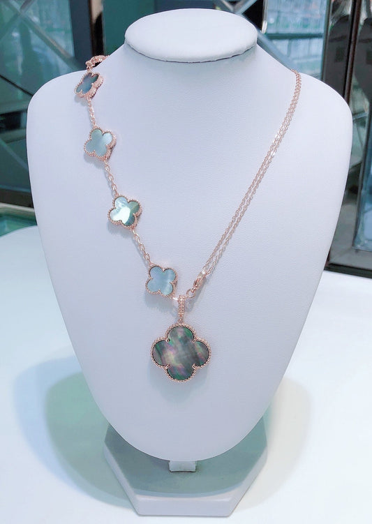[Shinejoy]COMBINED BRACELET 5 MOTIFS AND NECKLACE DARK MOP Shinejoy GOLD