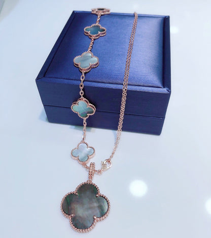 [Shinejoy]COMBINED BRACELET 5 MOTIFS AND NECKLACE DARK MOP Shinejoy GOLD