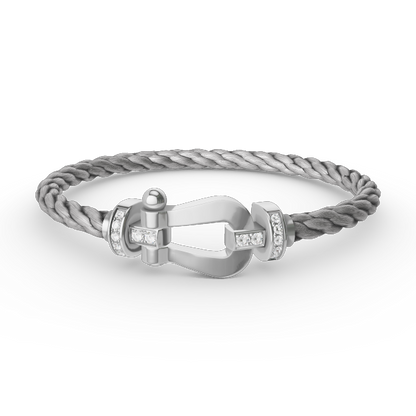 [Shinejoy]FORCE LARGE HORSESHOE HALF DIAMOND BRACELET SILVER