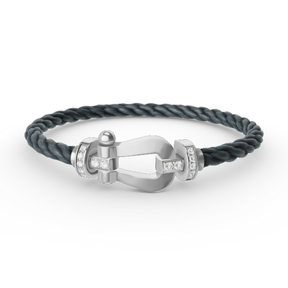 [Shinejoy]FORCE LARGE HORSESHOE HALF DIAMOND BRACELET SILVER
