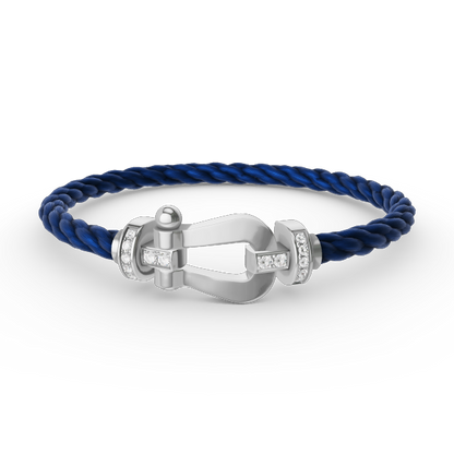 [Shinejoy]FORCE LARGE HORSESHOE HALF DIAMOND BRACELET SILVER