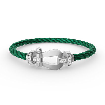 [Shinejoy]FORCE LARGE HORSESHOE HALF DIAMOND BRACELET SILVER