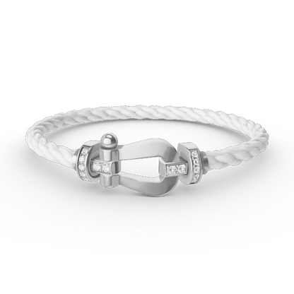 [Shinejoy]FORCE LARGE HORSESHOE HALF DIAMOND BRACELET SILVER