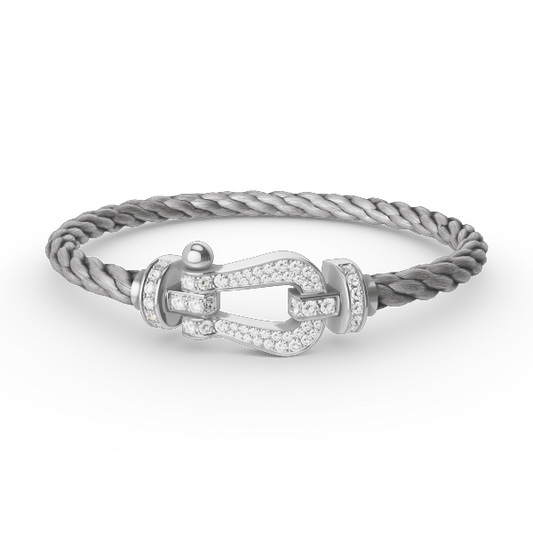 [Shinejoy]FORCE LARGE HORSESHOE FULL DIAMOND BRACELET SILVER