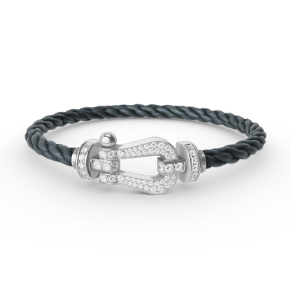 [Shinejoy]FORCE LARGE HORSESHOE FULL DIAMOND BRACELET SILVER