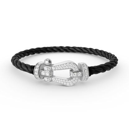 [Shinejoy]FORCE LARGE HORSESHOE FULL DIAMOND BRACELET SILVER